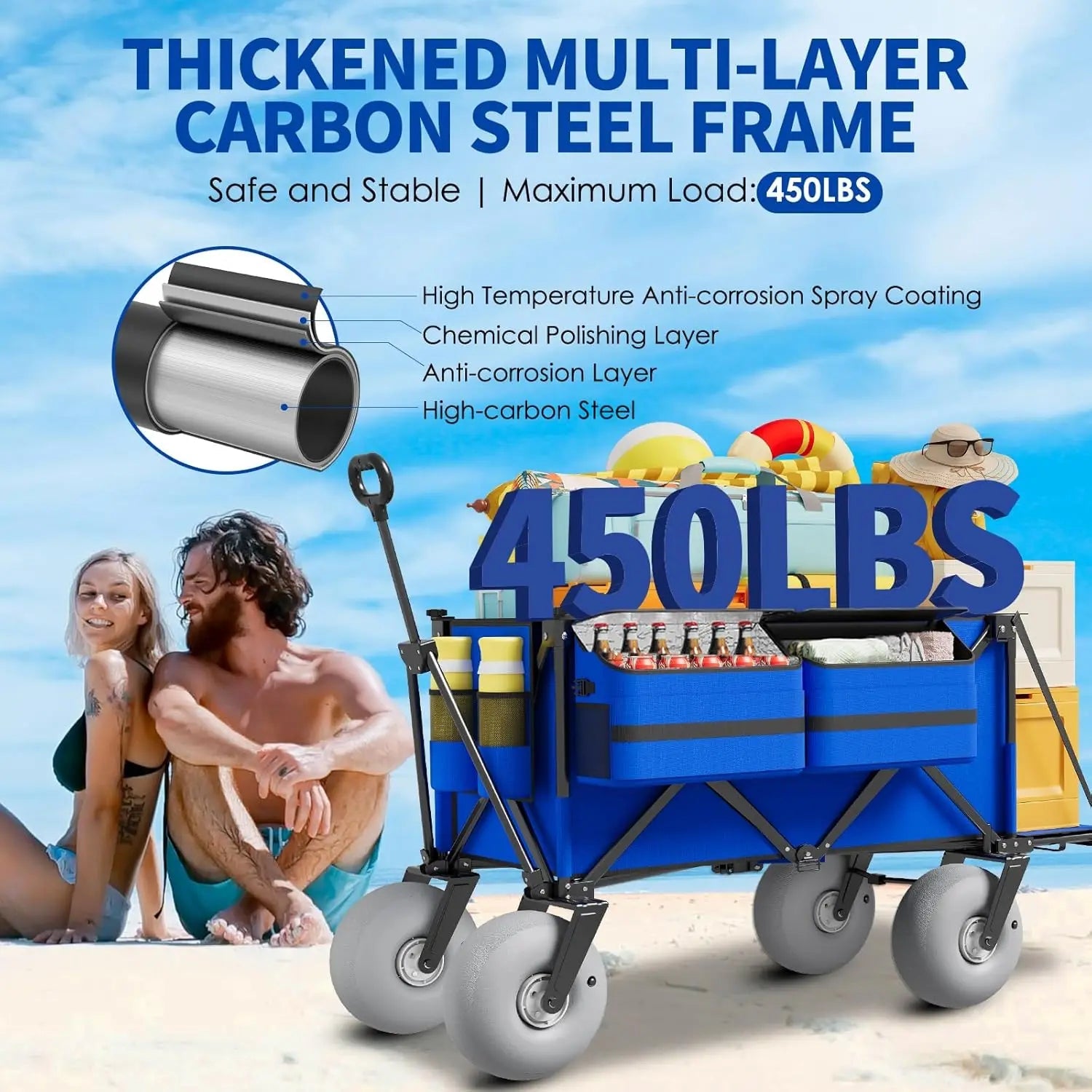 Heavy-Duty Beach Wagon — Foldable All-Terrain Cart for Sand & Outdoor Use