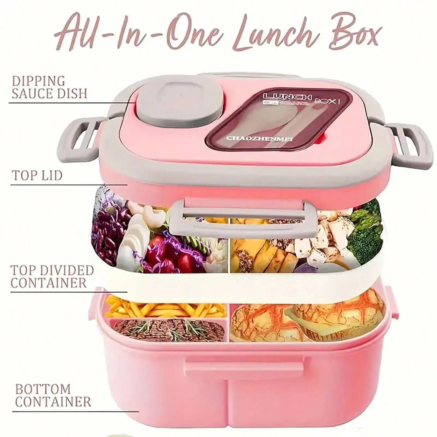 Versatile 2-Layer Bento Lunch Box Set – Microwave Safe Meal Prep Container with Cutlery & Portable Bag