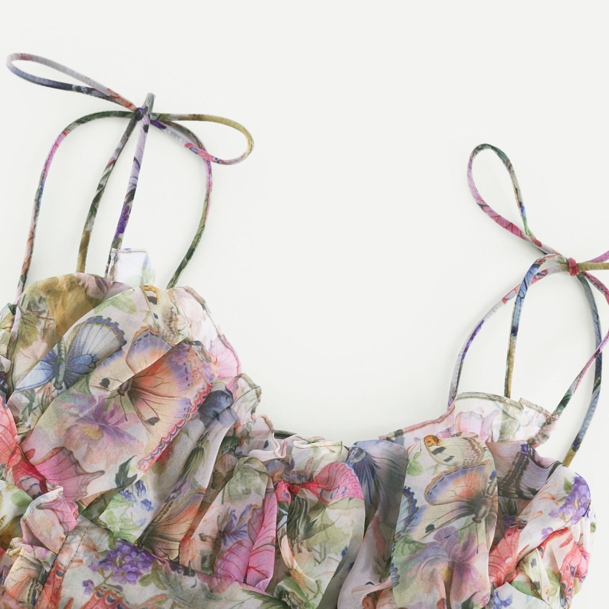 Vibrant Floral Print Mini Dress with Tiered Ruffled Skirt for Effortless Summer Style