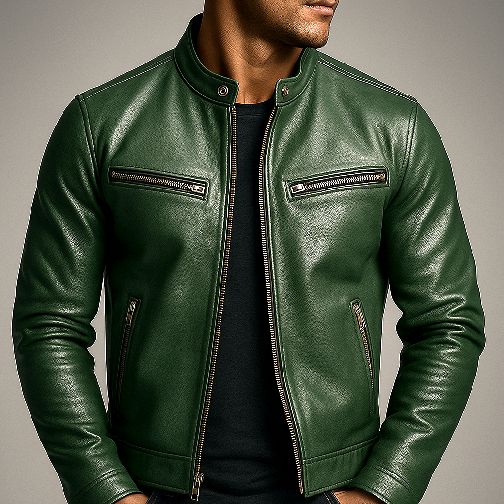 Men's Vintage Leather Jacket — Genuine Leather, Classic Fit