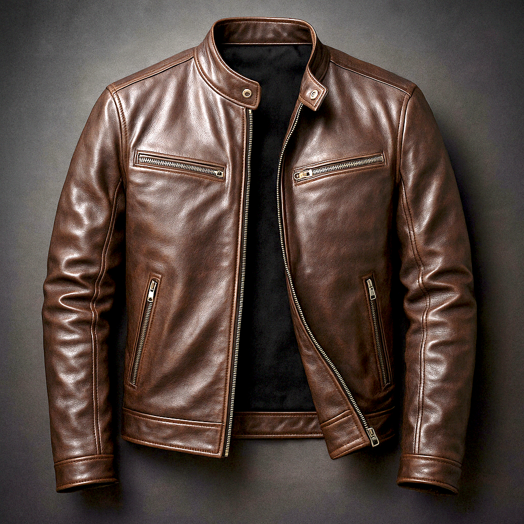 Men's Vintage Leather Jacket — Genuine Leather, Classic Fit
