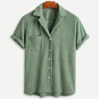 Waffle Knit Shirt | Textured Long Sleeve Button-Down for Versatile Style