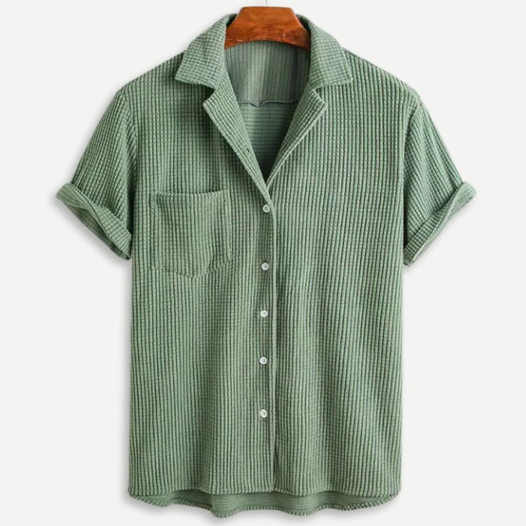 Waffle Knit Shirt | Textured Long Sleeve Button-Down for Versatile Style