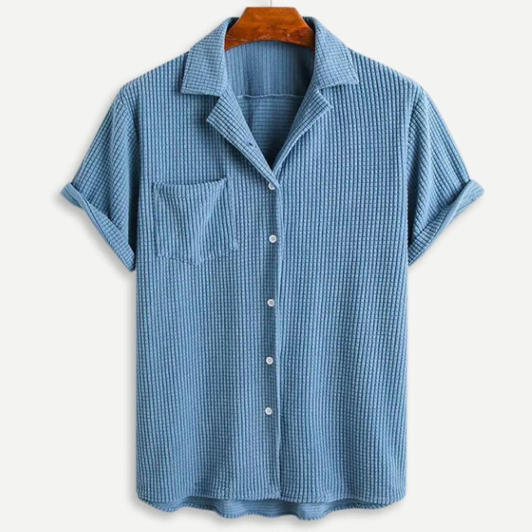 Waffle Knit Shirt | Textured Long Sleeve Button-Down for Versatile Style
