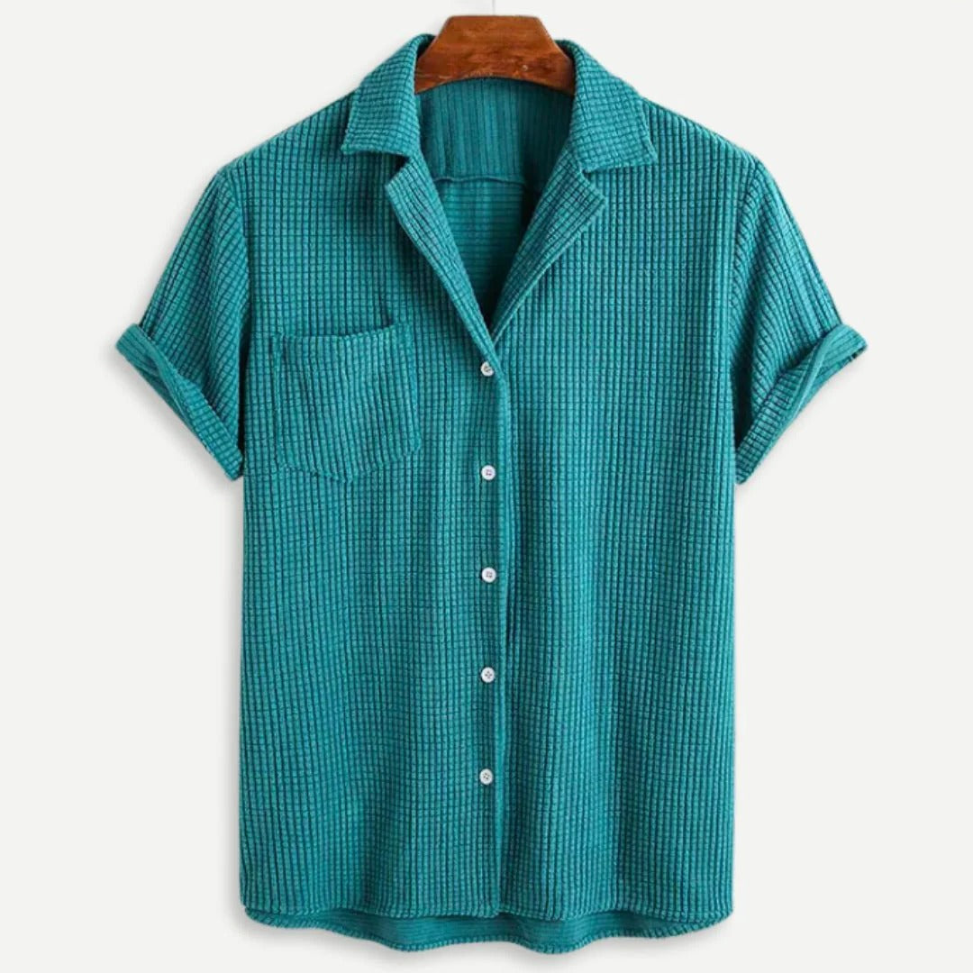 Waffle Knit Shirt | Textured Long Sleeve Button-Down for Versatile Style