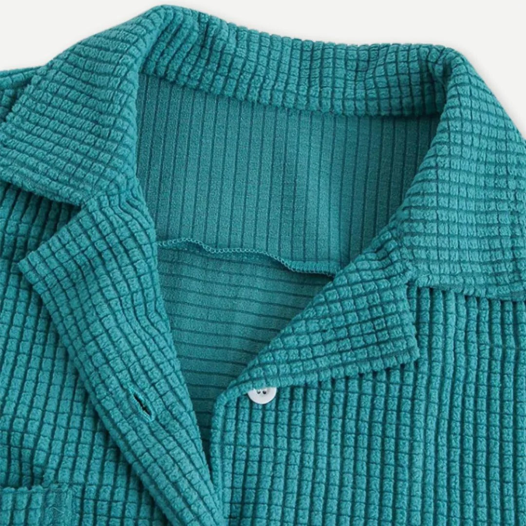 Waffle Knit Shirt | Textured Long Sleeve Button-Down for Versatile Style