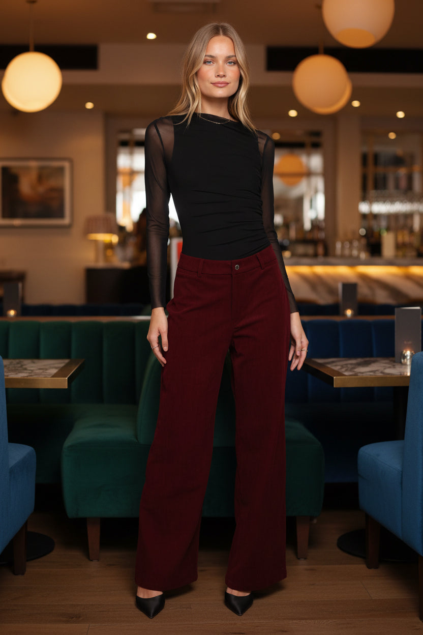 Women's Berry Corduroy High Rise Straight Pants
