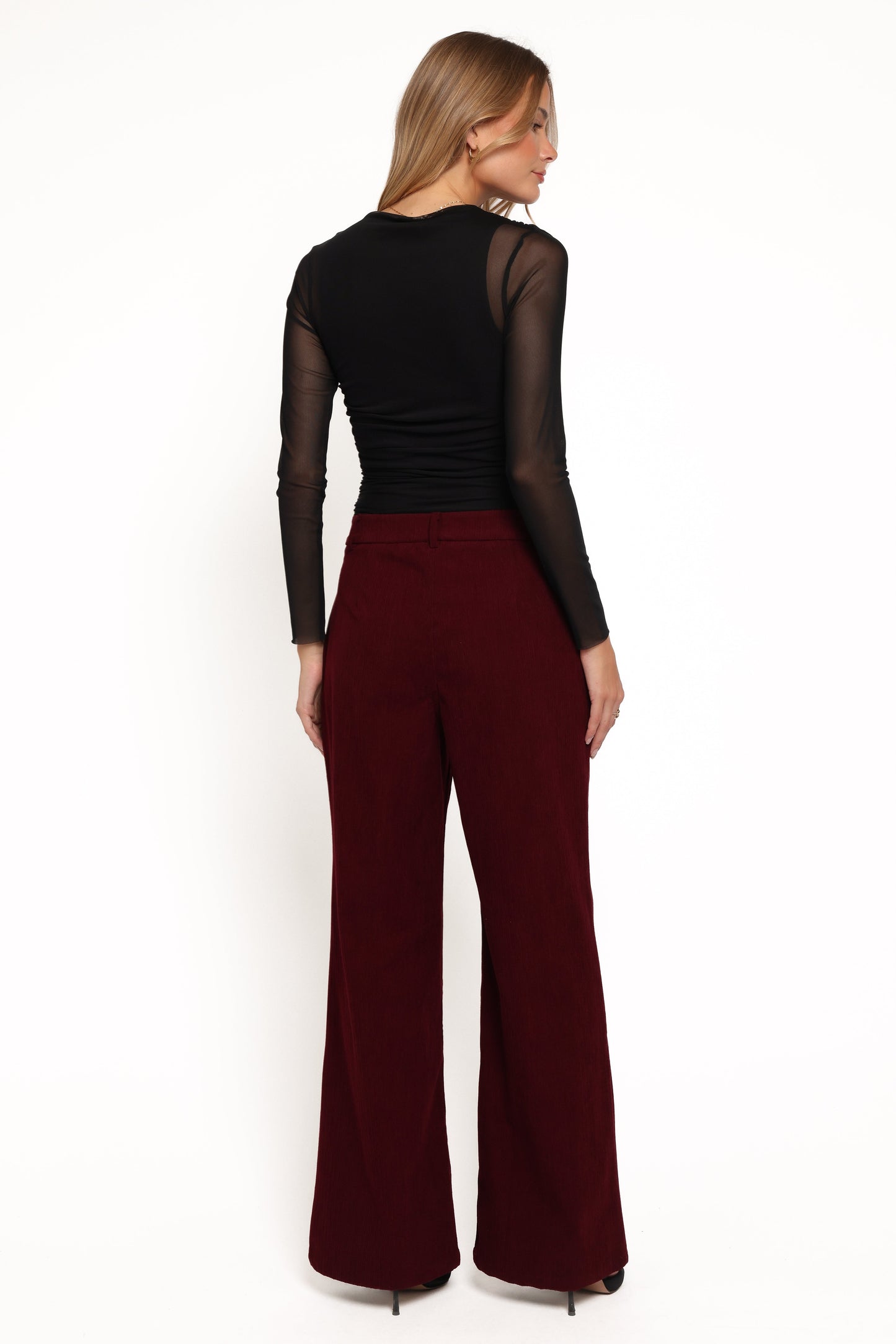 Women's Corduroy Pants – High Rise Straight Leg Berry Corduroy Trousers for Casual & Smart Casual Wear