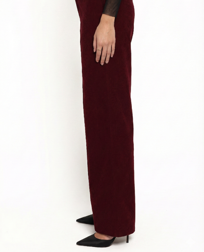 Women's Corduroy Pants – High Rise Straight Leg Berry Corduroy Trousers for Casual & Smart Casual Wear