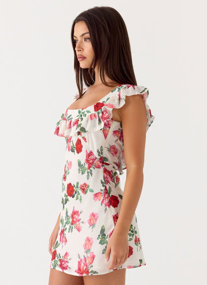 Women's Chiffon Mini Dress | Elegant Frill Neckline Summer Cocktail Dress 3