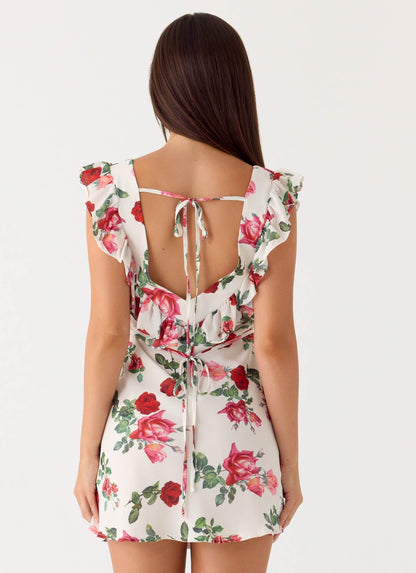 Women's Chiffon Mini Dress | Elegant Frill Neckline Summer Cocktail Dress 4