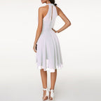 Women's Halter Neck Ruffle Midi Dress | Evening Party