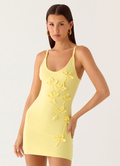 Women's Floral Knit Bodycon Mini Dress | Elegant Adjustable Summer Dress 3