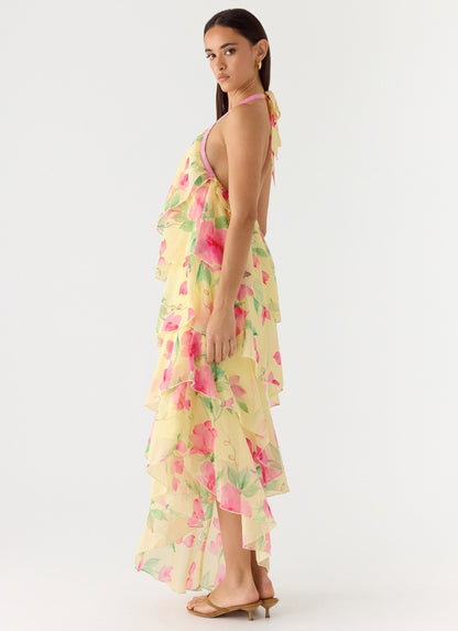 Women's Polyester Asymmetrical Maxi Dress | Elegant Halter Neck Summer Gown 1