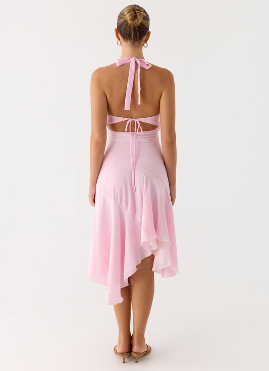 Women's Polyester Midi Dress | Elegant Halter Neck Asymmetrical Summer Dress 1