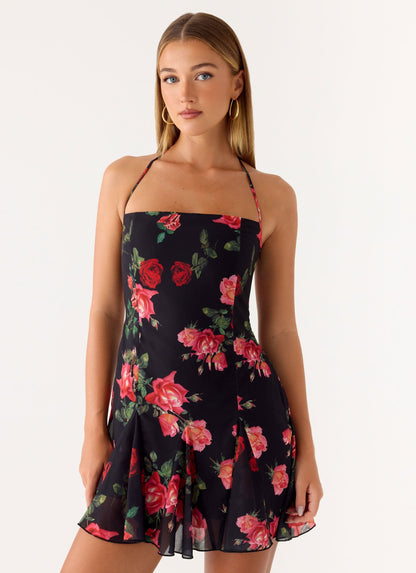 Women's Polyester Mini Dress | Elegant Halter Neck Cocktail Dress 3