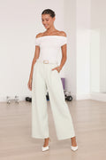 Women's Sage Green High Rise Wide Leg Trousers
