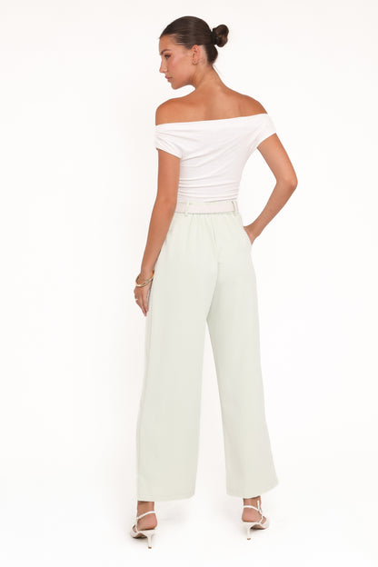 Women's Wide Leg Trousers – High Rise Pleated Sage Green Pants for Casual & Office Wear