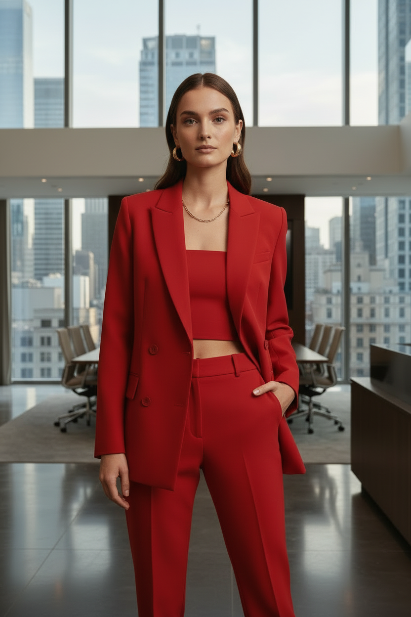 Women's Longline Blazer Suit Set | Power Tailoring