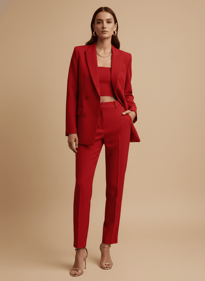 Women's Longline Single-Breasted Blazer & Straight-Leg Suit – Tailored
