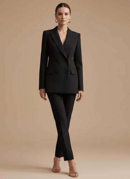 Women's Longline Blazer Straight-Leg Trouser Suit Set – Tailored Fit