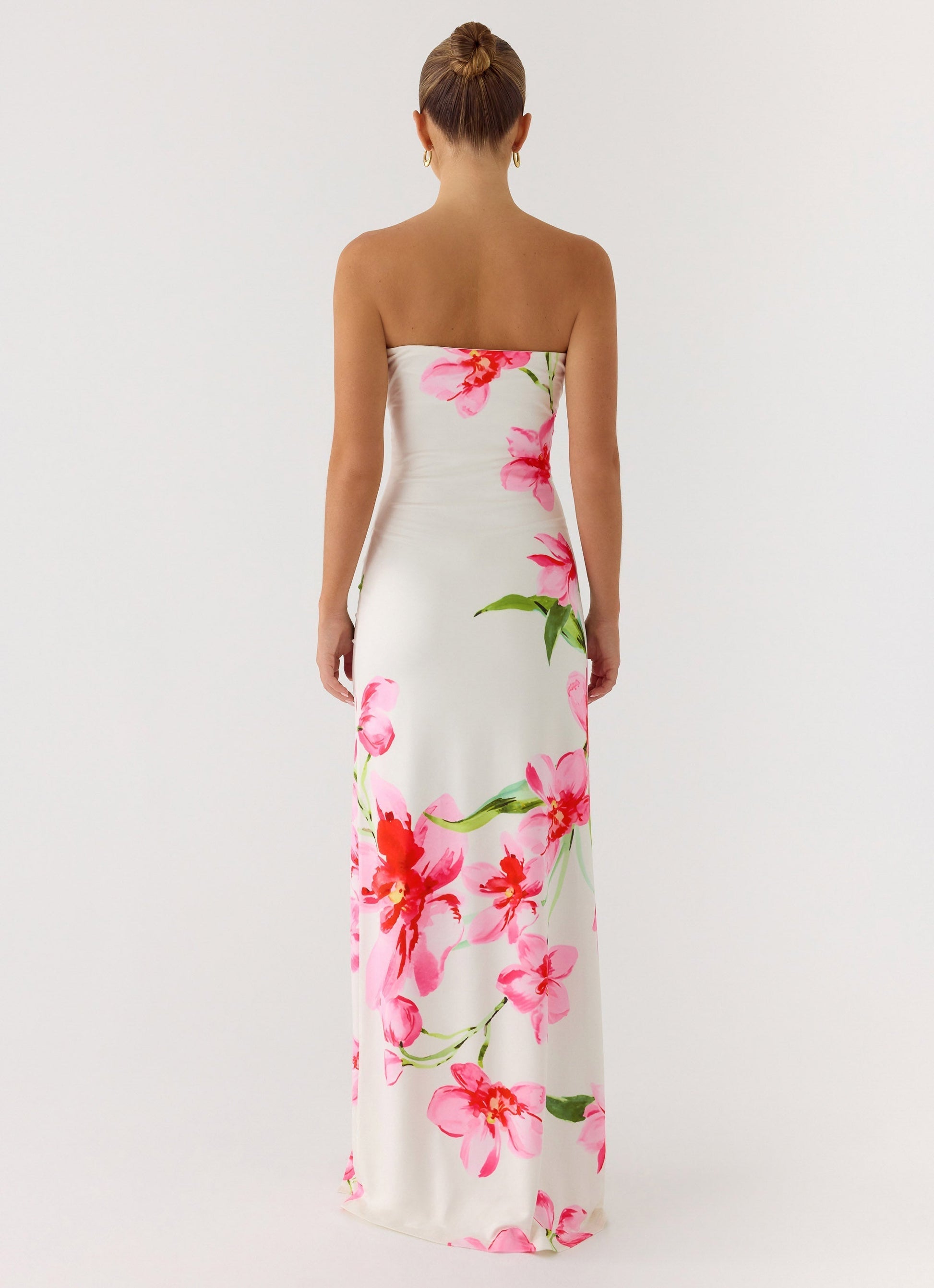 Women's Stretch Jersey Maxi Dress | Elegant Strapless Evening Gown with Front Slit 2