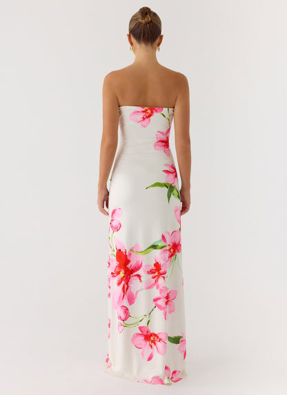 Women's Stretch Jersey Maxi Dress | Elegant Strapless Evening Gown with Front Slit 2