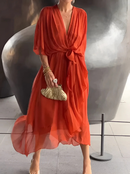 Elena Wrap Midi Dress | Premium Casual