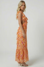 Fleur™ Floral Maxi Dress — Sleeveless V-Neck Ruffle Strap