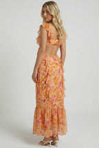 Fleur™ Floral Maxi Dress — Sleeveless V-Neck Ruffle Strap