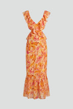 Fleur™ Floral Maxi Dress — Sleeveless V-Neck Ruffle Strap